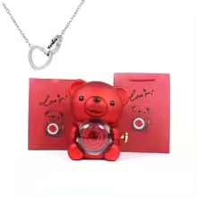 Eternal Rose Teddy Bear Gifts Box with Necklace