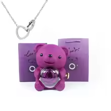 Eternal Rose Teddy Bear Gifts Box with Necklace