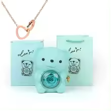 Eternal Rose Teddy Bear Gifts Box with Necklace