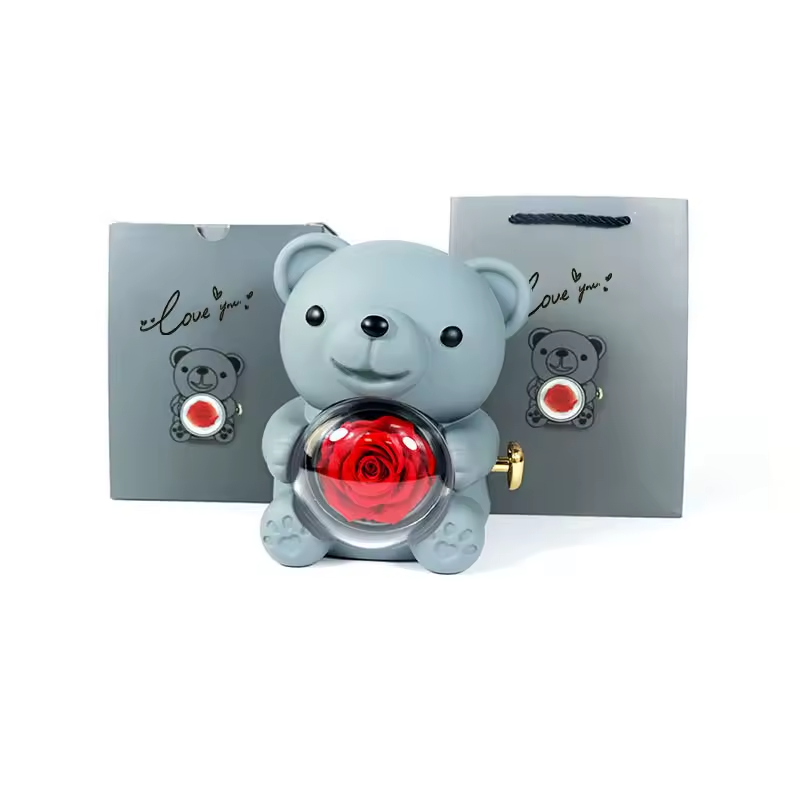 Eternal Rose Teddy Bear Gifts Box with Necklace