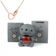 Eternal Rose Teddy Bear Gifts Box with Necklace