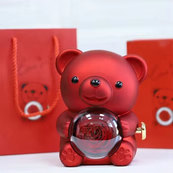 Eternal Rose Teddy Bear Gifts Box with Necklace